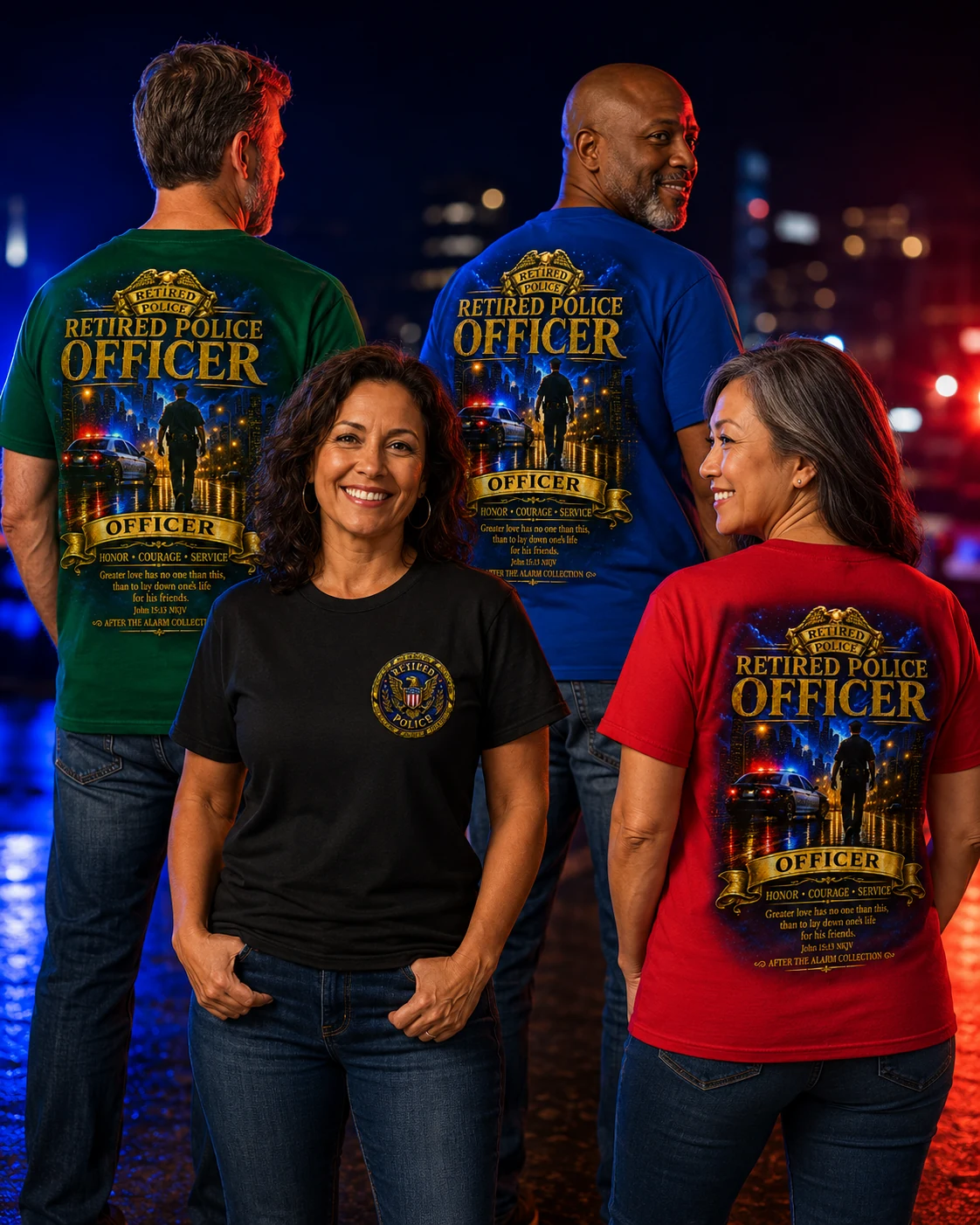 Retired Officer Tribute Shirt shown on shirts